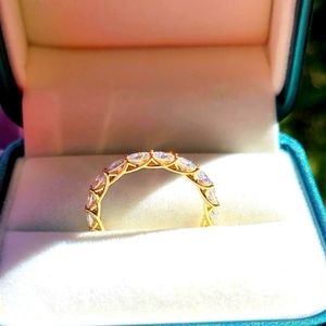 Solid 14k gold oval moissanite eternity